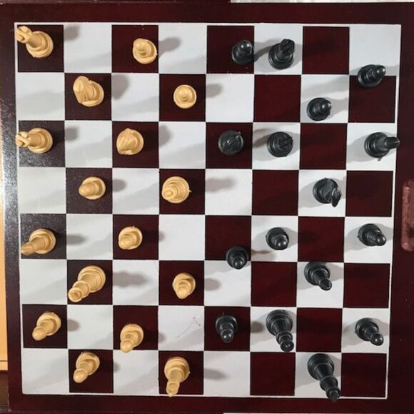 Wood Multi Game Box - Chess Checkers Backgammon Tic Tac Toe Mind Mancala & More - Picture 4 of 16